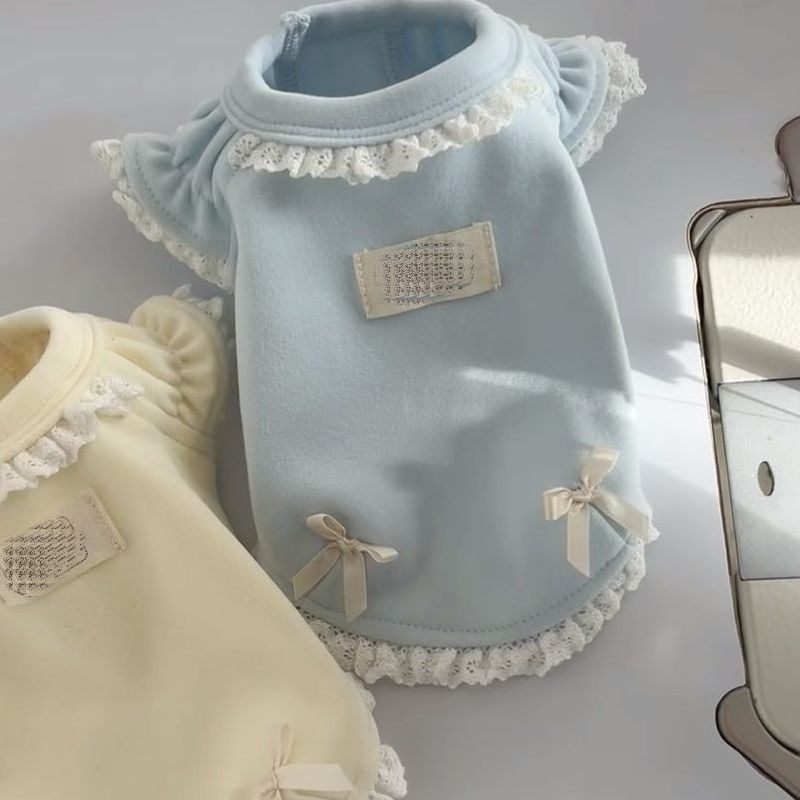 Jednobojni osnovni T-shirt za kućne ljubimce sa ovratnikom u stilu lutke, za mačke i male pse