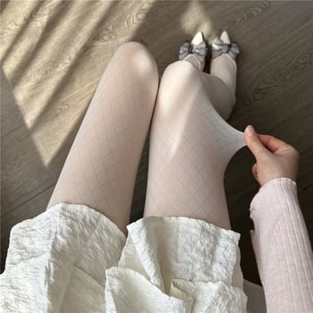 Najlonke s dijamantnim uzorkom, tanke za proljeće i jesen, za žene, crno-bijele, retro seksi stil