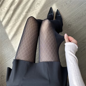 Najlonke s dijamantnim uzorkom, tanke za proljeće i jesen, za žene, crno-bijele, retro seksi stil