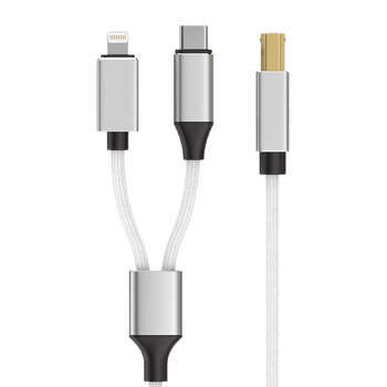 Комбиниран кабел за Apple: Type-C към MIDI OTG и Lightning към USB-B мъжки за електронни музикални инструменти