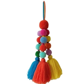 11 cm viseći tassel s debelim resama i pahuljastim pomponom, razne boje, ukras za knjigu