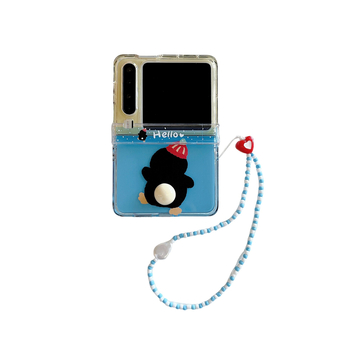 Carcasă pentru telefon, stil coreean, cu design cu un pinguin drăguț pe spate – husă PC rigidă pentru Huawei PuraX, Samsung Galaxy S7 și Xiaomi Mi 2 flip