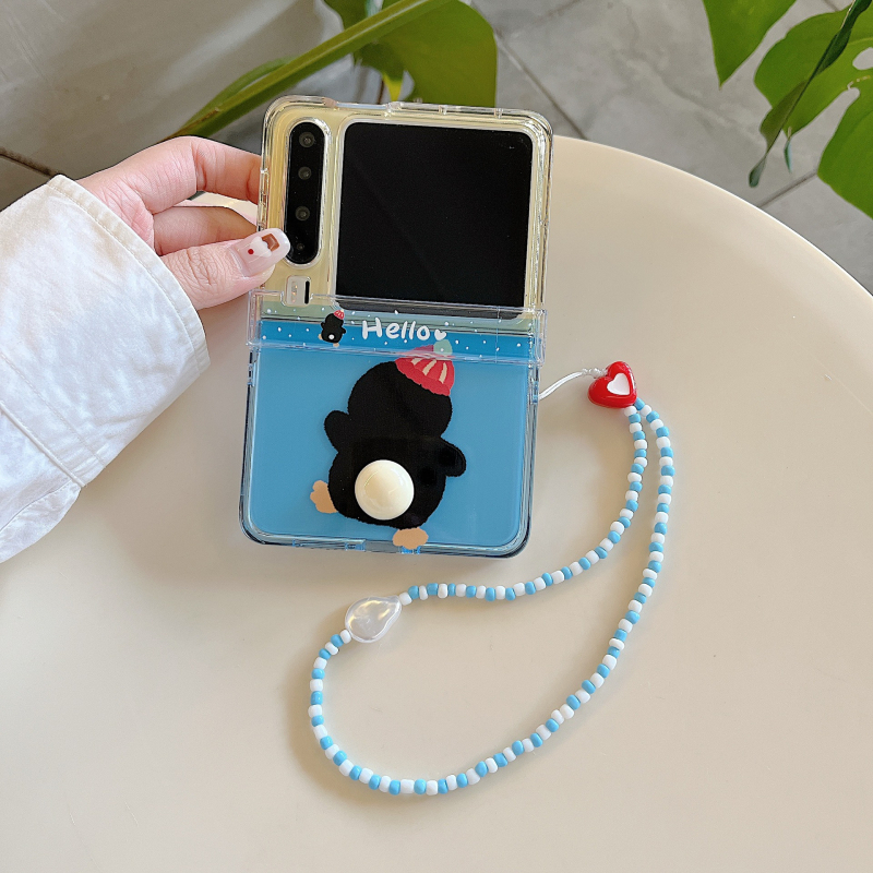 Carcasă pentru telefon, stil coreean, cu design cu un pinguin drăguț pe spate – husă PC rigidă pentru Huawei PuraX, Samsung Galaxy S7 și Xiaomi Mi 2 flip