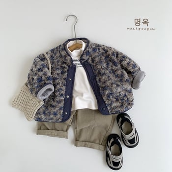 Dječji plišani kaput s leopardim uzorkom za zimu, unisex, korejski/japanski stil