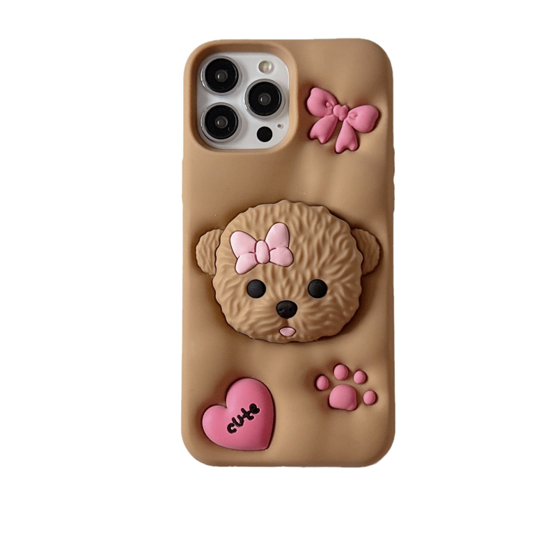 Silikonska futrola za iPhone 15/14/13/12 Pro Max s crtićem štene s mašnicom, potpuno zaštita