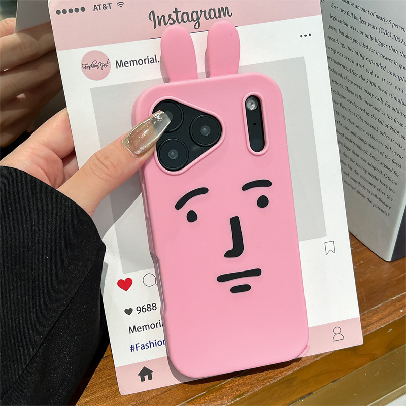 3D karikatura zeca silikon maska za iPhone 13/14 i iPhone 15/16/17 Pro Max – otporna na padove