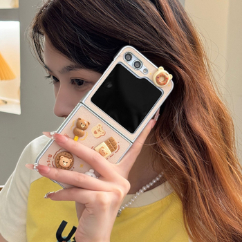 3D roztomilý karikatúrny TPU kryt na Samsung Galaxy Z Flip 6/3/4, ochrana proti pádu, kórejský štýl
