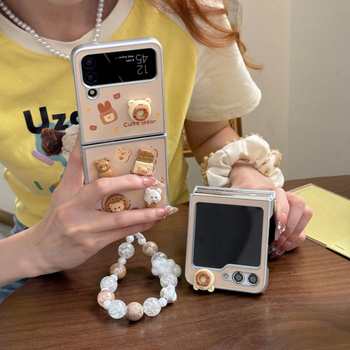 3D roztomilý karikatúrny TPU kryt na Samsung Galaxy Z Flip 6/3/4, ochrana proti pádu, kórejský štýl