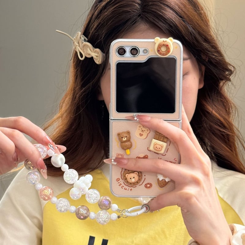 3D roztomilý karikatúrny TPU kryt na Samsung Galaxy Z Flip 6/3/4, ochrana proti pádu, kórejský štýl