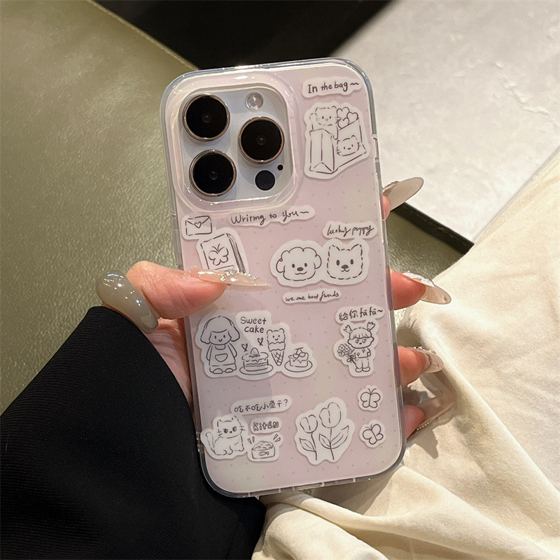 Kućište za iPhone s korejskim stilom karikaturalnog teksta, za seriju iPhone 11–14 Pro/Max
