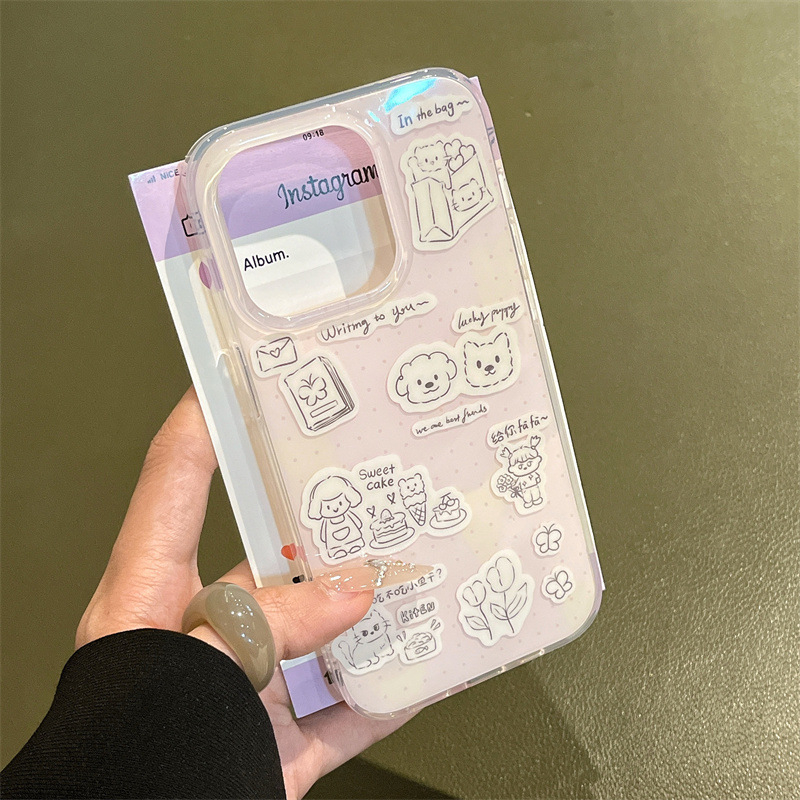 Kućište za iPhone s korejskim stilom karikaturalnog teksta, za seriju iPhone 11–14 Pro/Max