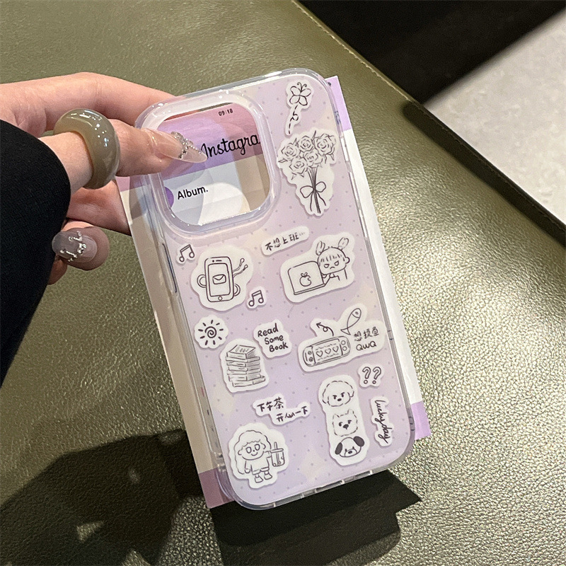 Kućište za iPhone s korejskim stilom karikaturalnog teksta, za seriju iPhone 11–14 Pro/Max