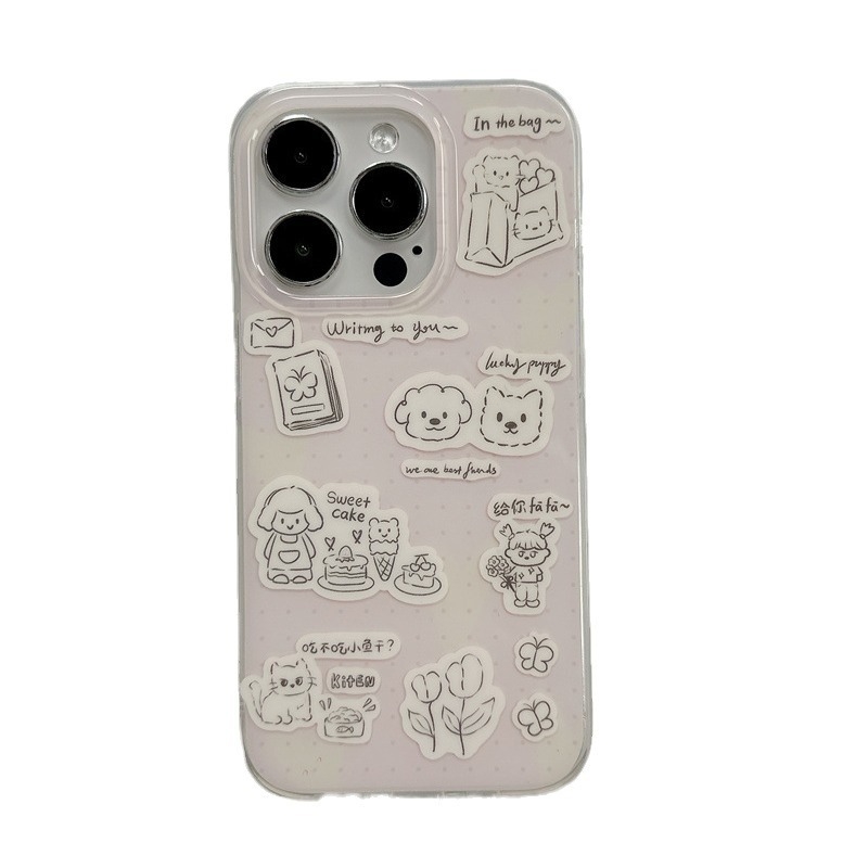 Kućište za iPhone s korejskim stilom karikaturalnog teksta, za seriju iPhone 11–14 Pro/Max