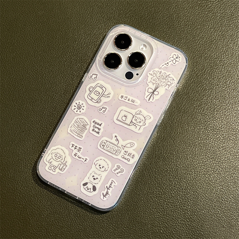 Kućište za iPhone s korejskim stilom karikaturalnog teksta, za seriju iPhone 11–14 Pro/Max