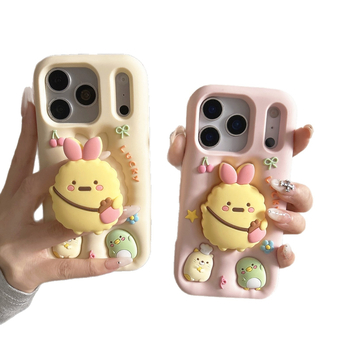 Silikonska maska s crtić-stativom i zaštitom od padova za iPhone 12–17 Pro Max