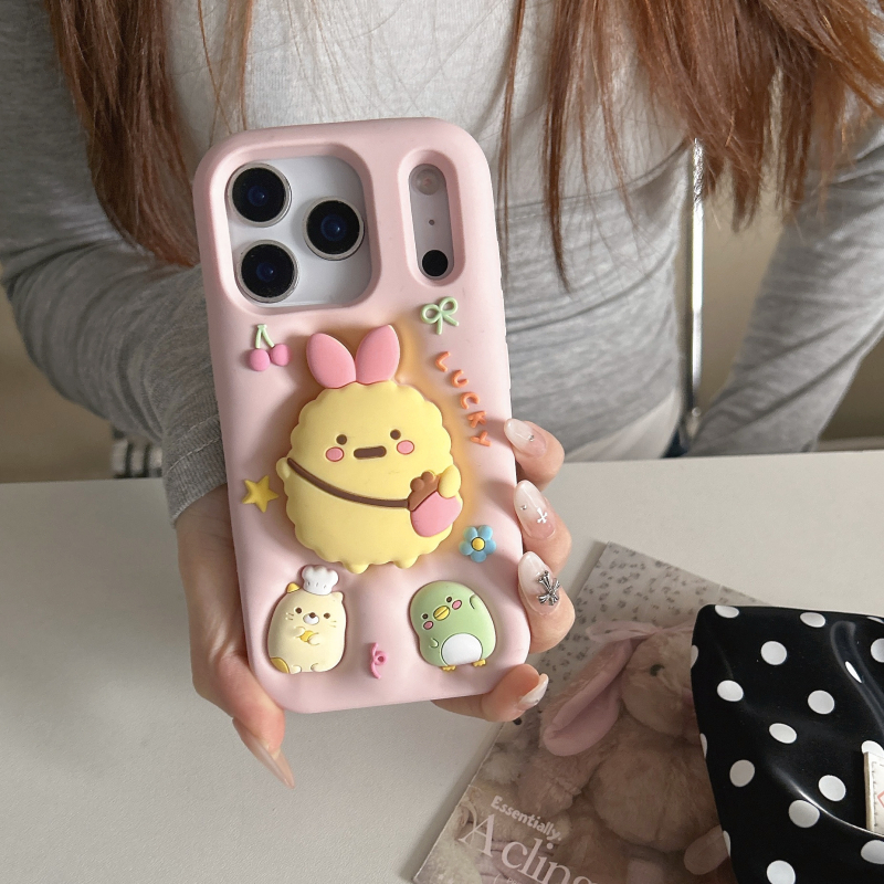 Silikonska maska s crtić-stativom i zaštitom od padova za iPhone 12–17 Pro Max