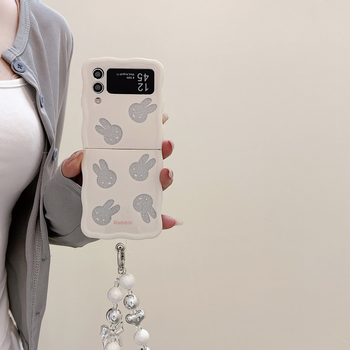 Husă pentru Samsung Galaxy Z Flip5 și Galaxy Z Flip3/4, cu design cartoon glitter rabbit, rezistentă la cădere