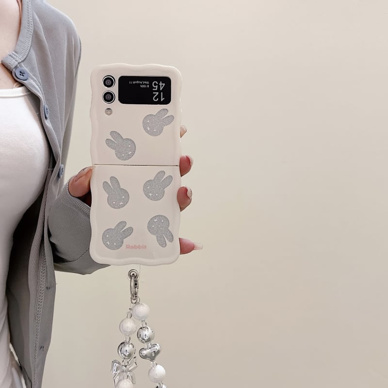 Husă pentru Samsung Galaxy Z Flip5 și Galaxy Z Flip3/4, cu design cartoon glitter rabbit, rezistentă la cădere