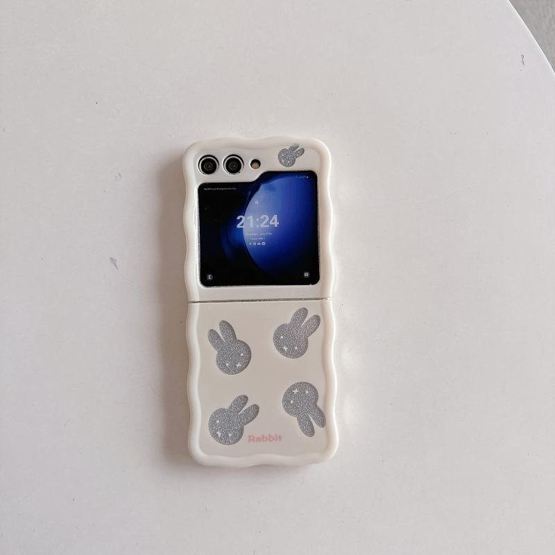 Husă pentru Samsung Galaxy Z Flip5 și Galaxy Z Flip3/4, cu design cartoon glitter rabbit, rezistentă la cădere