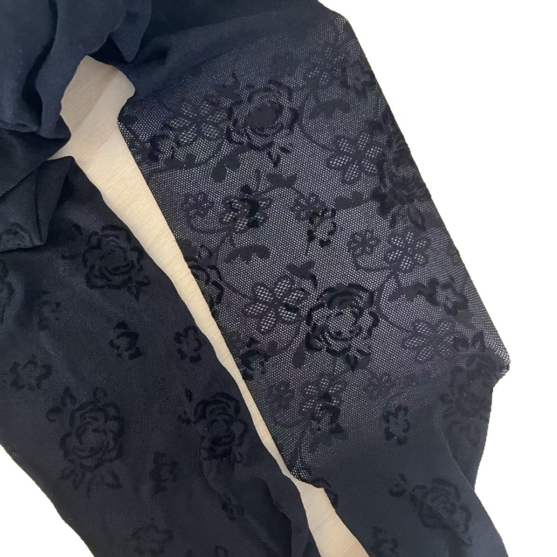 Jesen-zimske retro tamne čipkaste najlonke s izrezima, gotički stil, ruža flocking, Y2K