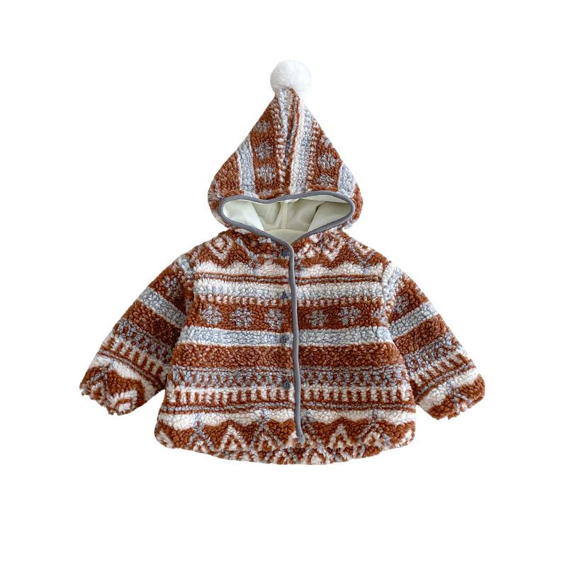 Dječja retro jakna s kapuljom i fleece podstavom, zima, unisex