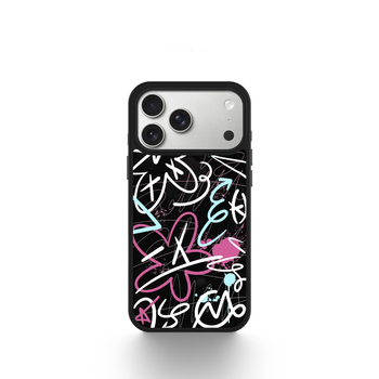 Carcasă din silicon Line Graffiti pentru iPhone 15 și iPhone 14 Pro Max, finisaj mat, design drăguț de desene animate