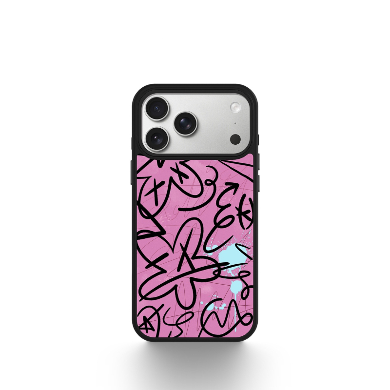 Carcasă din silicon Line Graffiti pentru iPhone 15 și iPhone 14 Pro Max, finisaj mat, design drăguț de desene animate