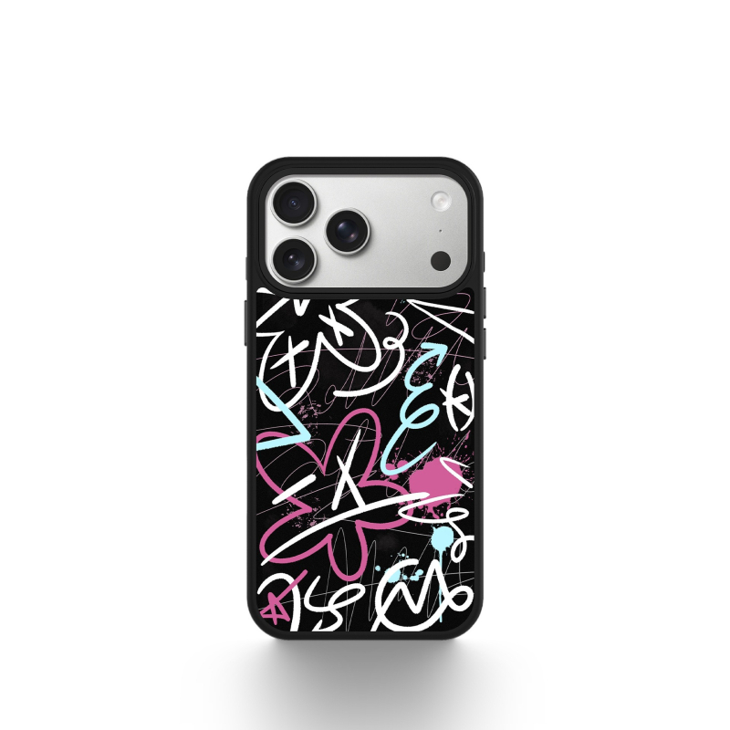 Carcasă din silicon Line Graffiti pentru iPhone 15 și iPhone 14 Pro Max, finisaj mat, design drăguț de desene animate