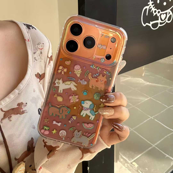 Futrola za iPhone u Ins stilu sa laserskim, šarenim graffiti dizajnom s štenetom — za iPhone 14/15/16/17 Pro i Pro Max