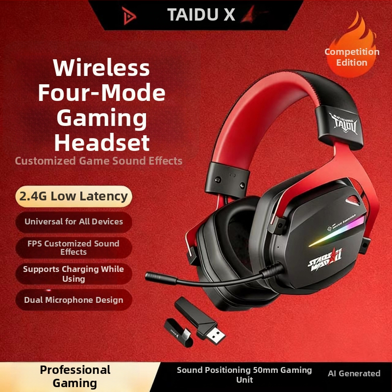 Titanium THS326 Bezdrôtové herné slúchadlá cez uši, Bluetooth, štyri režimy, 2,4 GHz, dlhá výdrž batérie