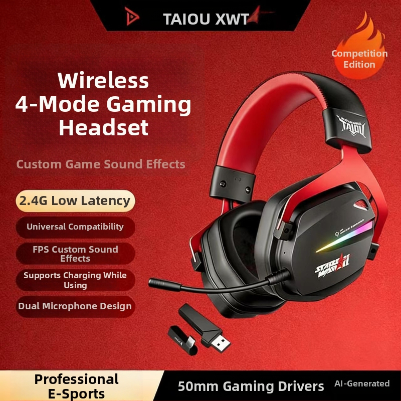 Titanium THS326 Bezdrôtové herné slúchadlá cez uši, Bluetooth, štyri režimy, 2,4 GHz, dlhá výdrž batérie