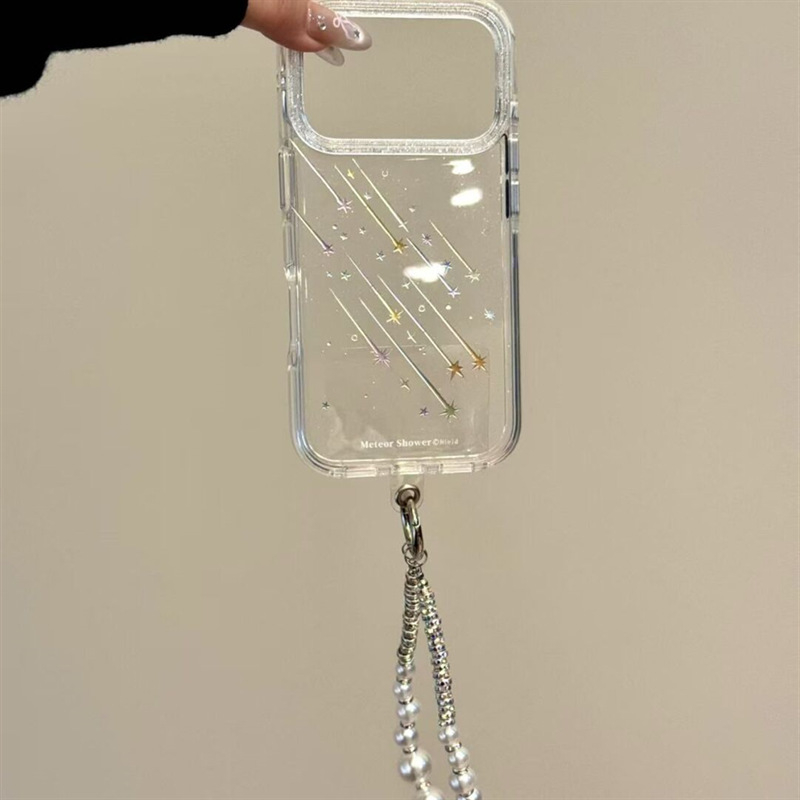 Husă de protecție pentru iPhone cu pulbere glitter aurie, spate transparent, ploaie meteor colorată; compatibilă cu seriile iPhone 13/14 (Pro, Pro Max)