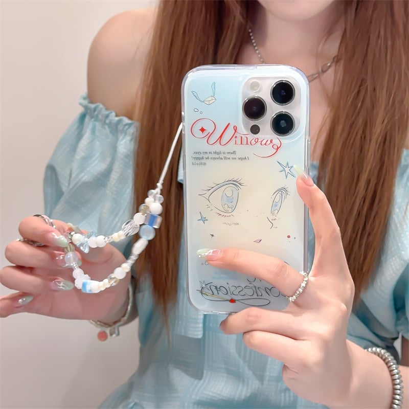 Silikonska maska za iPhone 11–14 Pro/Max s ručno oslikanom djevojkom, Ins stil