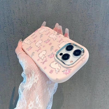 Husă duală în stil coreean cu iepure mov pentru iPhone 13/14 și iPhone 15 Pro