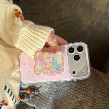 Maska za iPhone s pastelnim dizajnom – medvjeđi motiv s zvjezdicama i bombonima za modele iPhone 17 Pro Max, 16 Plus, 14 i 15
