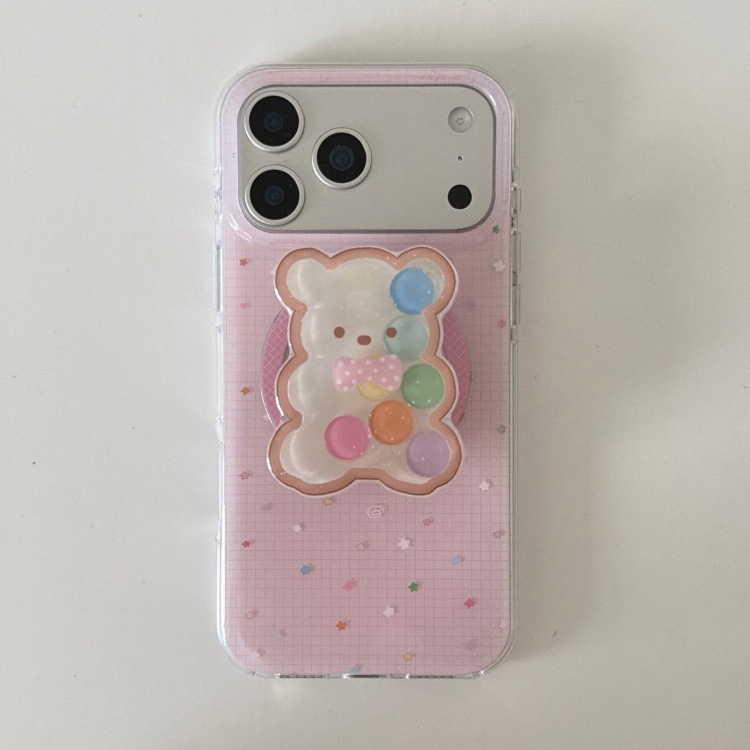 Maska za iPhone s pastelnim dizajnom – medvjeđi motiv s zvjezdicama i bombonima za modele iPhone 17 Pro Max, 16 Plus, 14 i 15
