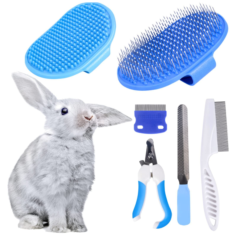 Set de îngrijire pentru animale mici, 6 piese, cu instrument pentru îndepărtarea părului și clește pentru unghii