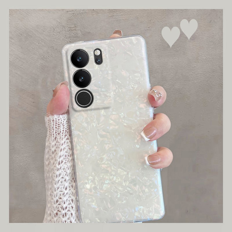 Husă spate pentru Vivo S17 Pro, ecran curbat, textură scoică, stil inspirat de influencer