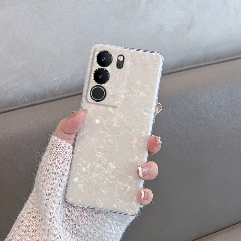 Husă spate pentru Vivo S17 Pro, ecran curbat, textură scoică, stil inspirat de influencer