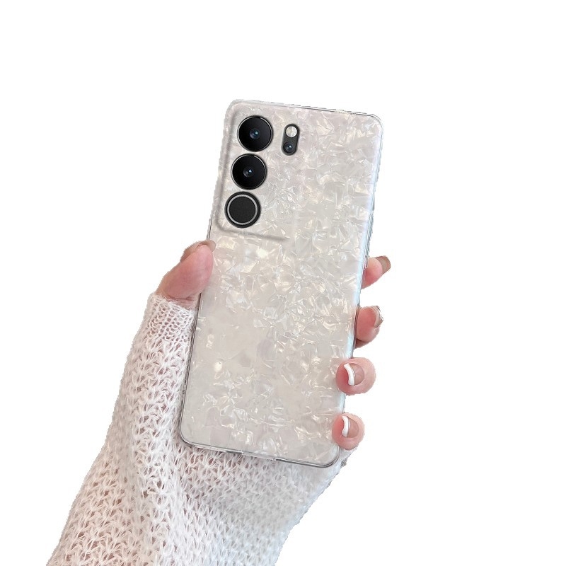 Husă spate pentru Vivo S17 Pro, ecran curbat, textură scoică, stil inspirat de influencer