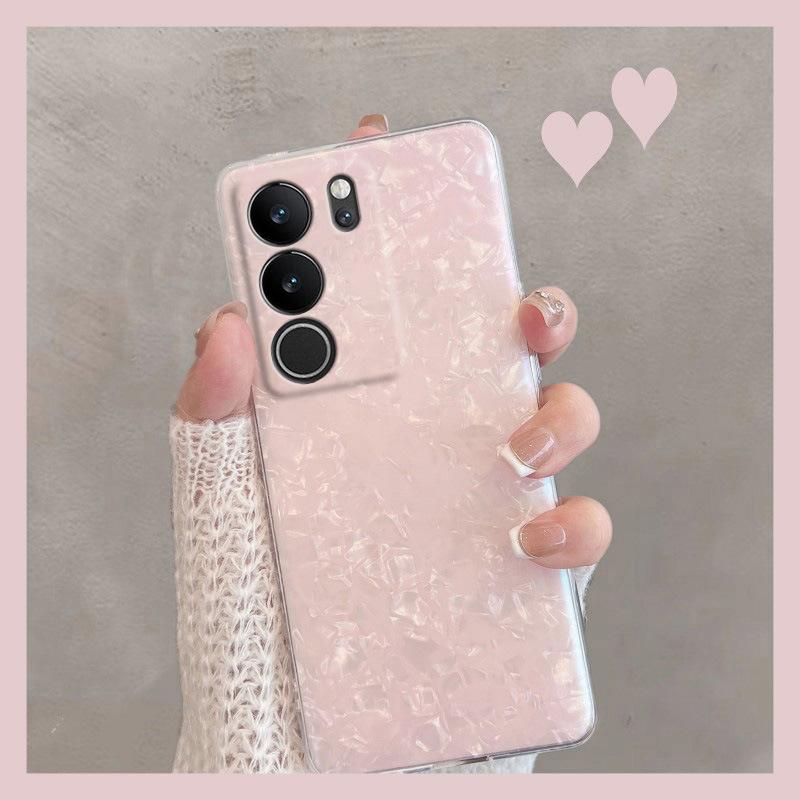 Husă spate pentru Vivo S17 Pro, ecran curbat, textură scoică, stil inspirat de influencer