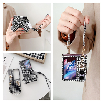 Husă de protecție OPPO Find N2 Flip, cu model houndstooth și protecție a ecranului pliabil