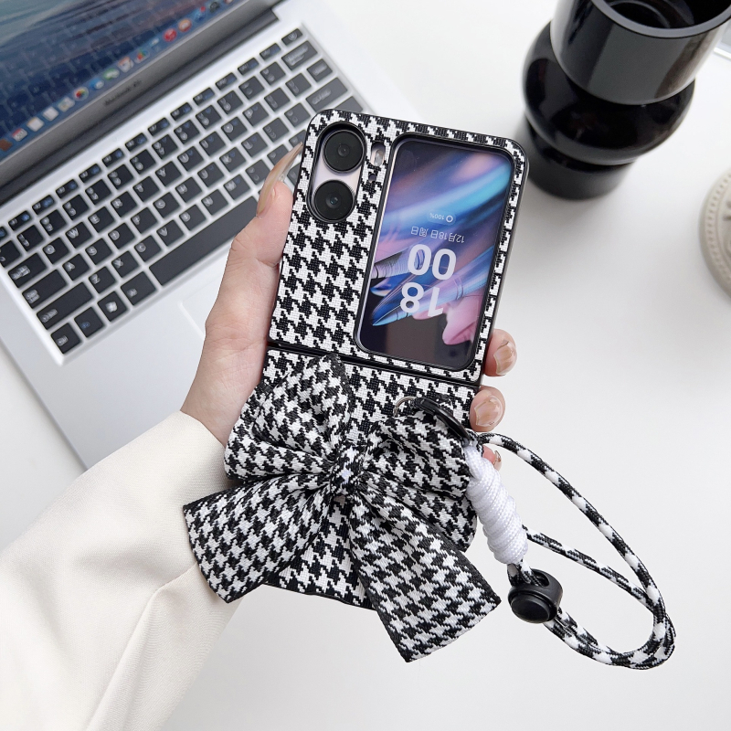 Husă de protecție OPPO Find N2 Flip, cu model houndstooth și protecție a ecranului pliabil
