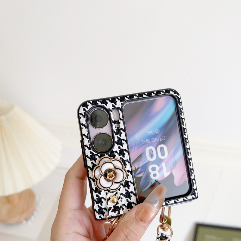 Husă de protecție OPPO Find N2 Flip, cu model houndstooth și protecție a ecranului pliabil