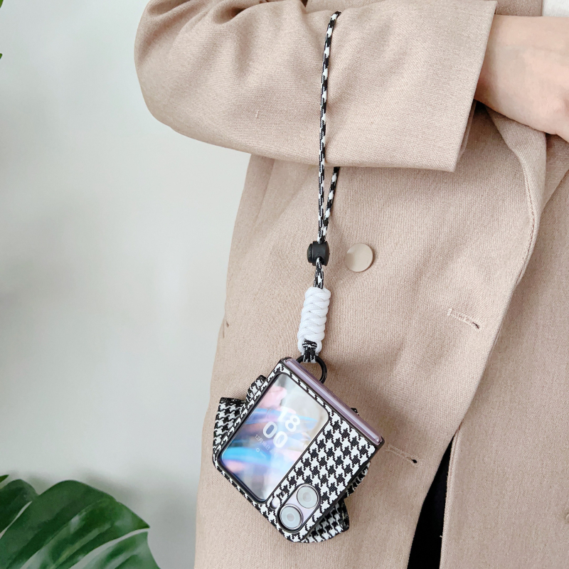 Husă de protecție OPPO Find N2 Flip, cu model houndstooth și protecție a ecranului pliabil