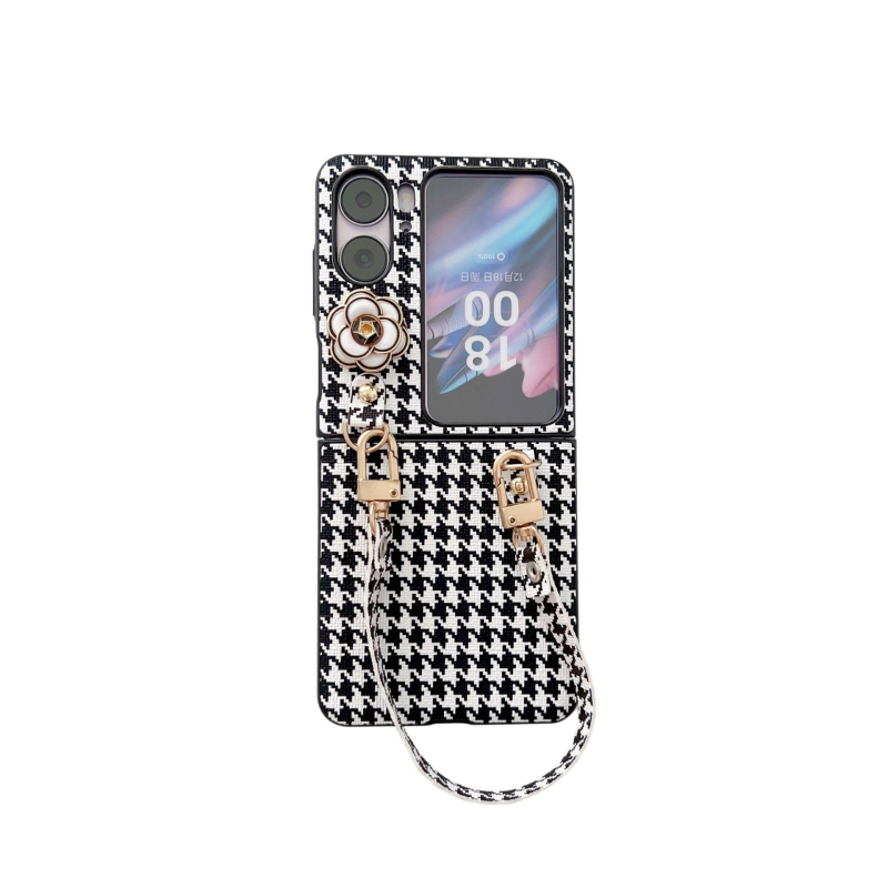 Husă de protecție OPPO Find N2 Flip, cu model houndstooth și protecție a ecranului pliabil