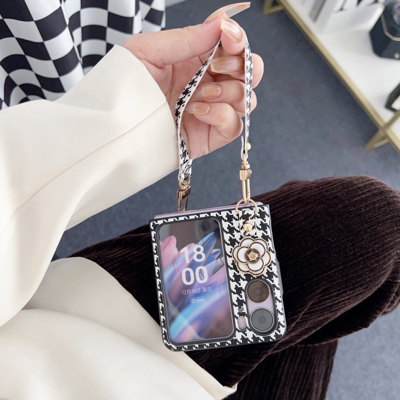 Husă de protecție OPPO Find N2 Flip, cu model houndstooth și protecție a ecranului pliabil