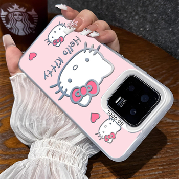 Hello Kitty futrola za iPhone 15/16 – slatki KT mačka dizajn, bijela/crna, otporna na padove