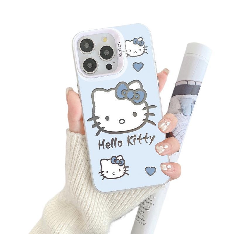 Hello Kitty futrola za iPhone 15/16 – slatki KT mačka dizajn, bijela/crna, otporna na padove