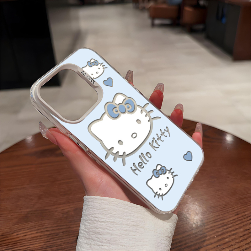 Hello Kitty futrola za iPhone 15/16 – slatki KT mačka dizajn, bijela/crna, otporna na padove